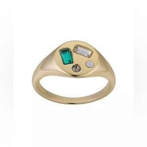 NWT 14K Gold Flash Plated Stone Signet Ring